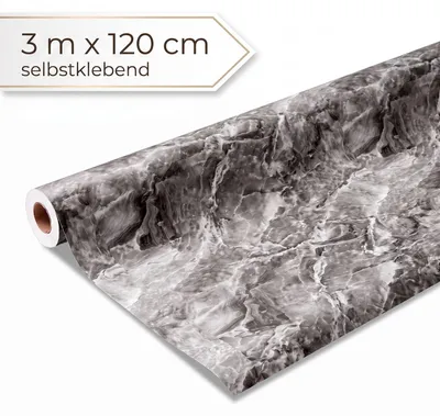 Produktbild von Dalsys Wandverkleidung selbstklebend 120x300cm Marmoroptik Grau - PVC Wandpaneele auf Rolle, flexible Wandverkleidung Badezimmer wasserfest, 2,3mm Materialstärke, Spritzschutz Küchenrückwand
