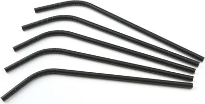 Produktbild von Trinkhalm aus Papier , in Schwarz, flexibel, Ø 6 mm / 24 cm, 200 Stück