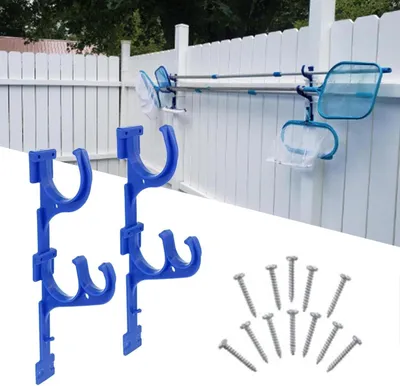 Productafbeelding van Zwembad Hangers - Zwembad Haken - Zwembad Organiseren - Roestbestendig Kunststof - 31 cm Lengte - Donkerblauw