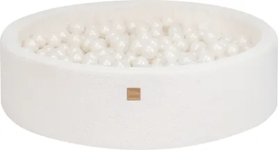 Produktbild von Rund Bällebad für Kinder mit 300 Bällen, 120x30cm, Boucle, Weiß: Weiße Perle