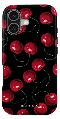 Produktbild von Handyhülle für iPhone 17, Burga Cherrybomb Tough Magnetic, Schwarz mit Kirschen