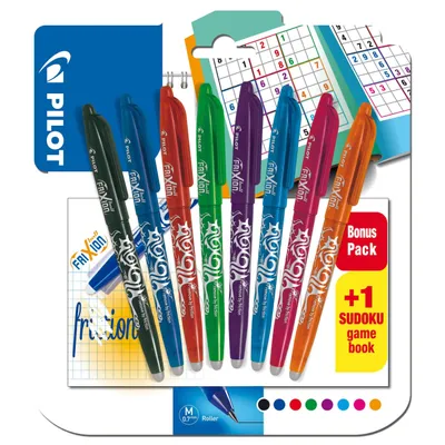 Produktbild von Roller Pilot Frixion Ball + Sudoku Set - Set mit 8 Farben + Sudoku