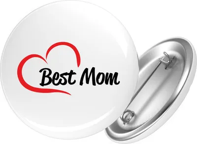 Produktbild von Huuraa Button Best Mom Heart 59mm rund mit Sicherheitsnadel Ansteckbutton Geschenkidee