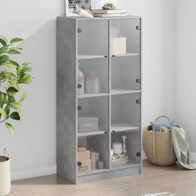 Produktbild von vidaXL Highboard mit Türen Betongrau 68x37x142 cm Holzwerkstoff