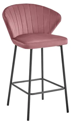 Image de Tabouret de bar Gatta en velours rose foncé et métal noir