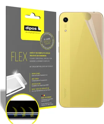 Produktbild von 3x Honor 8A Pro Rückseite Schutzfolie Folie, 100% Displayabdeckung, dipos Flex
