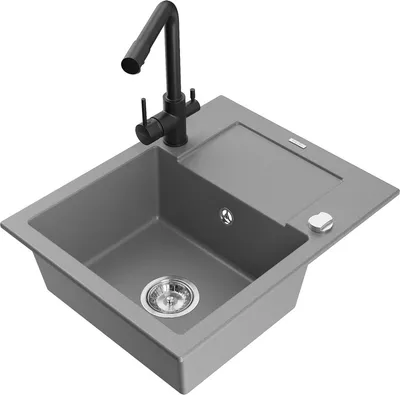 Produktbild von Mexen Enzo 1 Becken-Granitspüle mit Abtropffläche und Mischbatterie Duero, Grau - 6506-71-671600-70