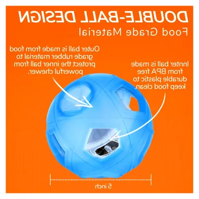 Produktbild von Hunde-Leckerli-Ball, 13 cm Interaktives Intelligenzspielzeug für kleine und mittelgroße Hunde, Einstellbarer Schwierigkeitsgrad, Futterspender und Anti-Schling-Funktion, Blau