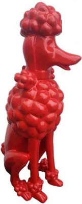 Produktbild von Casa Padrino Luxus Deko Figur Pudel Hund Rot H. 63 cm - Wetterbeständige Deko Skulptur - Wohnzimmer Deko Figur - Garten Deko Figur - Luxus Deko Tierfigur