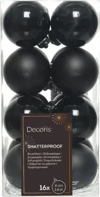 Produktbild von Bruchsichere Christbaumkugeln, 16er Set, 4 cm, schwarz