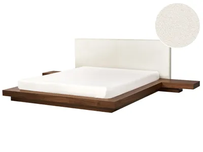 Zdjęcie produktu dla BELIANI Łóżko wodne ze stelażem i akcesoriami boucle jesion brązowy 160 x 200 cm styl orientalny