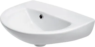 A white ceramic sink basin.