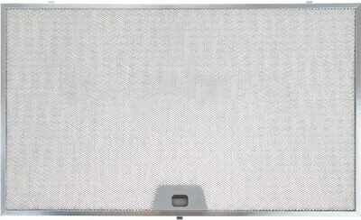 A metal mesh filter with a gray handle on a white background.