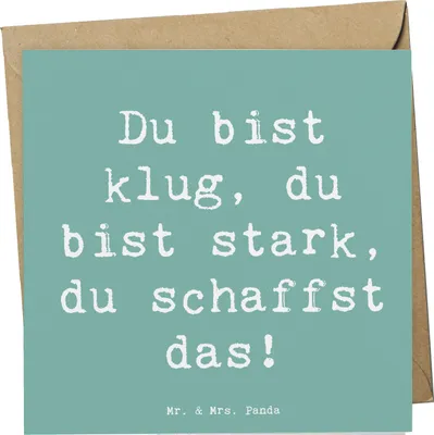 Produktbild von Mr. & Mrs. Panda Grußkarte Spruch Erster Schultag Motivation - Meeresbrise - Geschenk, du schaffst das, Vertrauem, neue Schule, Lebensfreude, anlasskarte, Zuversicht