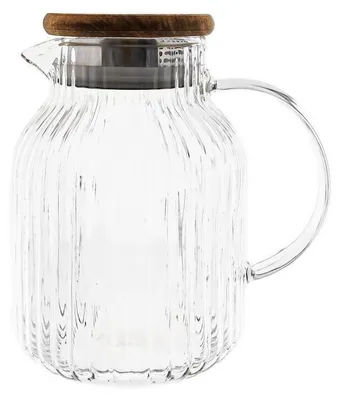 Produktbild von Glaskaraffe "Luana Caraffa" aus Borosilikatglas mit Holzdeckel - 1500 ml