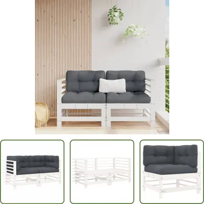 Produktbild von The Living Store Ecksofas mit Kissen 2 Stk. Weiß Massivholz Kiefer