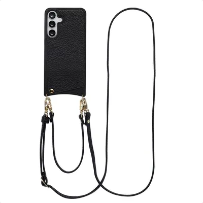 Zdjęcie produktu dla Etui na telefon Selencia Nova ze sznurkiem i uchwytem na kartę do Samsung Galaxy S25 FE - czarny