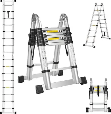 Imagen del producto de Escalera telescópica plegable, aluminio, 5 metros (2.5 + 2.5)