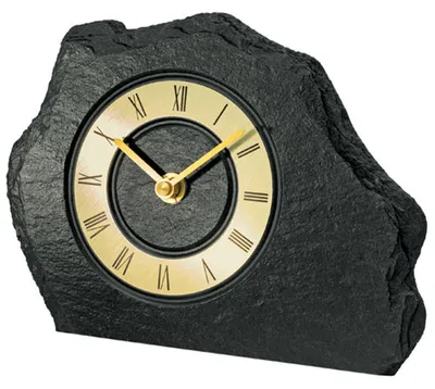 Produktbild von AMS T1105 Tischuhr mit Schiefer-Gehäuse in Gold und Quarzwerk