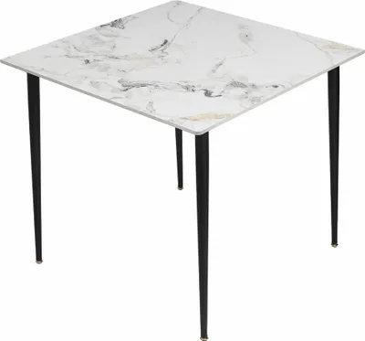 Produktbild von WISFOR Esstisch Marmor Optik, Küchentisch Esszimmertisch für 4 Personen, Rechteckig Tisch mit rutschfesten Beinen aus Metall, Modern Design, Kaltes Jadeit Weiß