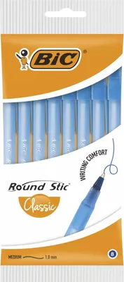 A package of BIC Round Stic Classic ballpoint pens.