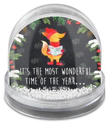 Produktbild von Mr. & Mrs. Panda Weihnachts Schneekugel Fuchs Sänger - Kreidetafel - Geschenk, dekoartikel, Weihnachten, schnee kugel, Weihnachtslieder, Winter, Füchse, wasserkugel