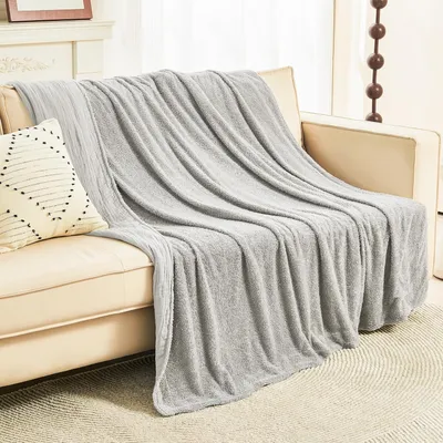 Productafbeelding van Musselin deken, katoen en fleece, 150x200 cm, grijs