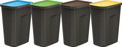 Obrázek produktu pro Sada odpadkových košů černá 4x35 L pro třídění odpadu barevné klapky