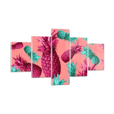 Produktbild von Bilder auf glas - Ananas Obst Saft - 125x70cm - Glasbilder - Wandbilder - Kunstdruck - zum Aufhängen bereit - Wanddekoration aus Glas - Glas Bilder - Wandbild auf Glas - 5 Teile - GEA125x70-4031