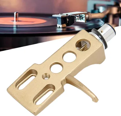 Produktbild von Universelle LP-Drehteller Phono Headshell-Montageersatz - Mit 4 Führungsdrähten - Gold.