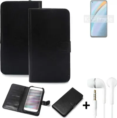 Produktbild von K-S-Trade Wallet Case Handyhülle kompatibel mit Oppo K10 4G Schutzhülle Flip cover Flipstyle Tasche Hülle Flipcover Slim Bumper schwarz + in ear