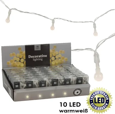 Produktbild von 10 LED Lichterkette Weihnachten Beleuchtung Kette mit Perlen Warmweiß