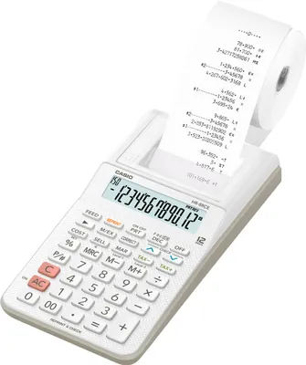 Obrázek produktu pro CASIO HR 8 RCE WE Přenosná kalkulačka s tiskem, funkce opakovaného a dodatečného tisku, možnost opravy až 150 kroků výpočtu
