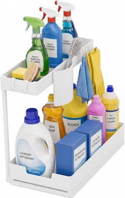 Produktbild von Unterbecken Organizer 2 Ebenen, mit Schublade, für Küche, weiß, 1 Stück