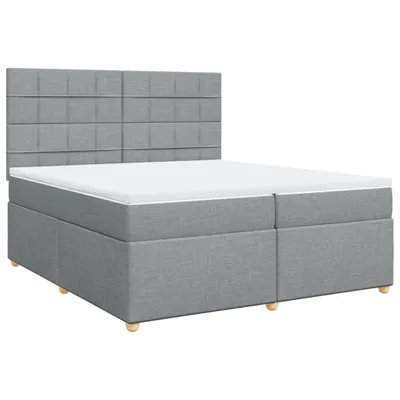 Image de vidaXL Lit boxspring avec matelas gris clair 200x200 cm Tissu