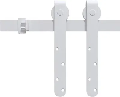 Productafbeelding van Mini schuifdeurbeslag set 122 cm - gepoedercoat koolstofstaal - robuust en ruimtebesparend - voor kastdeuren