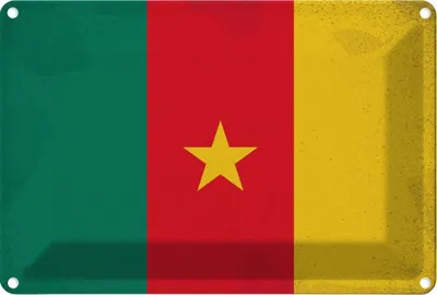 Produktbild von vianmo Blechschild 20x30 cm Kamerun Cameroon Vintage Flagge Fahne Wappen