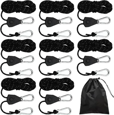 Obrázok produktu pre Stanové lano 4 m, 8 ks, 4 mm, nylon, s napínákom, na kempovanie, čierne
