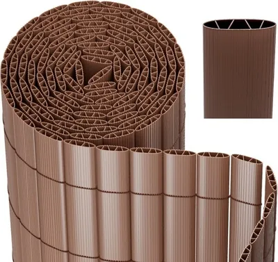 Immagine prodotto di Clanmacy schermo privacy Recinto privacy in PVC marrone frangivento per balcone e terrazza 80x400cm Stabile forma a W