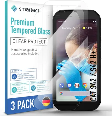 Produktbild von 3x Schutzglas Panzerfolie Klar für CAT S42 / S42 H+ Displayschutz Hartglas Glas
