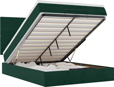 Produktbild von vidaXL Ottoman-Bett mit Matratzen & LEDs Dunkelgrün 140x200 cm Samt