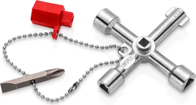 Produktbild von Knipex 00 11 03, Metallisch, Rot, Druckgusszink, 4 Bein(e), 4 Kopf/Köpfe, Kreis, Quadratisch, Dreieck, 5,6,8 mm