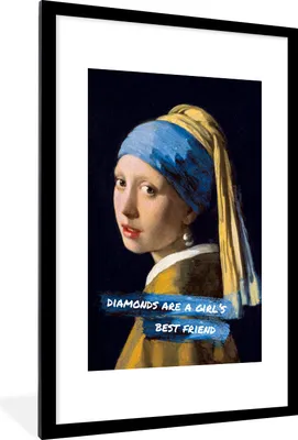 Produktbild von MuchoWow® Gerahmtes Poster Vermeer - Das Mädchen mit dem Perlenohrring - Zitat 60x90 cm - Poster mit Schwarzem Bilderrahmen Wandposter Rahmen Foto Bilder - Dekoration - Wandposter Wohnzimmer - Hochwertig