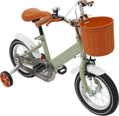 Image de 12 pouces vélo d'enfant avec supports vert pour 80-110cm filles garçons