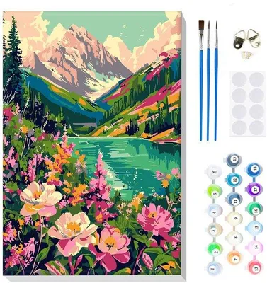 Produktbild von Acrylmalerei-Set für Erwachsene mit Rahmen - Selbstmalerei - Einfach - Inklusive Pinsel und Leinwand - Farbset für Anfänger