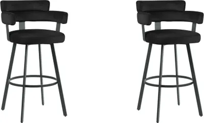 Produktbild von LABEL51 Barhocker Bardio - Schwarz - Samt - Sitzhöhe 75 - 2er-Set