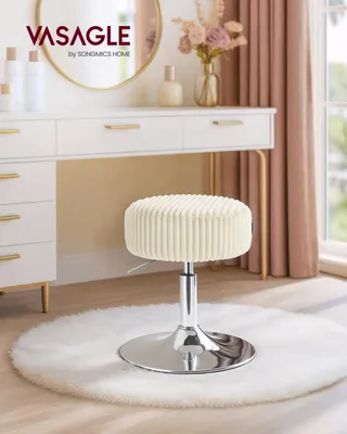 Produktbild von VASAGLE Schminkhocker, Schminkstuhl, Sitzhocker, höhenverstellbar, 360° drehbar, Cord, dicke Polsterung, für Schlafzimmer, Küche, Esszimmer, modern, KI-generiertes Bild