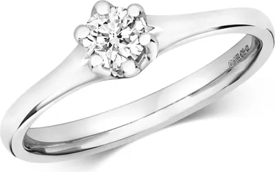 Produktbild von Funkelndes Feuer 18 Karat (750) Weißgold Solitär Verlobung Diamant Damenring Brillant-Schliff 0.25 Karat GH - SI2, 54 (17.2); TRS3219718KWRSN