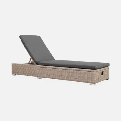 Immagine prodotto di Lettino prendisole in resina intrecciata multiposizione, Grigio