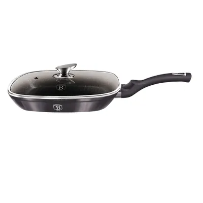 Produktbild von Berlingerhaus Grillpfanne mit Marmoroberfläche und Deckel 28 cm Carbon PRO Line BH-6909